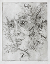Ralph Slatton, etching, intaglio, Formula Portrait, ink wash, religious machine, technology, art, figure - Surrealism Print Making