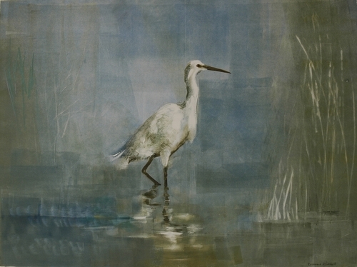 Print Making-Monoprint-White Egret