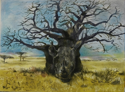 Print Making-Monoprint-Rhino Baobab