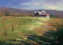 barn, field, landscape, country - Landscape Painting