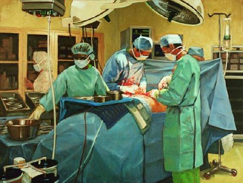 Painting-Impressionism-Drs. Ruenes and Flashner in Surgery