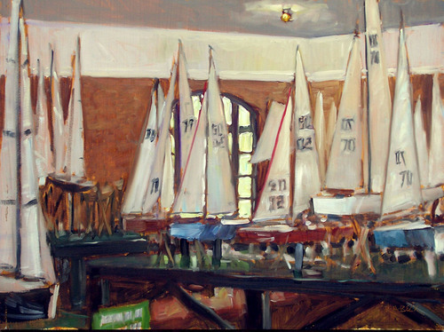 Painting-Impressionism-Model Sailboat House