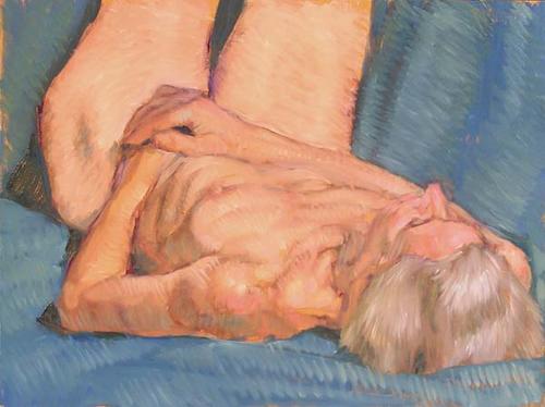 Painting-Impressionism-Reclining Nude, Blue