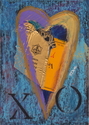 Mixed Media--On Paper-RepresentationalBlue & Gold