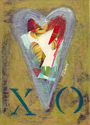 Mixed Media--On Paper-RepresentationalRed Blue Gold