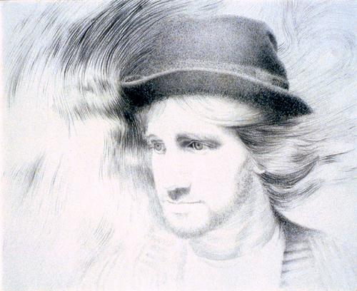 Drawing-Portrait-Self-Portrait With Hat