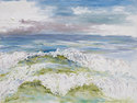 light, colors, seascape, landscape, blues and whites, ocean, peace, tranquility, beauty, nature, oil painting, peace, God, spiritual, Jesus, Holy Spirit - Impressionism Painting