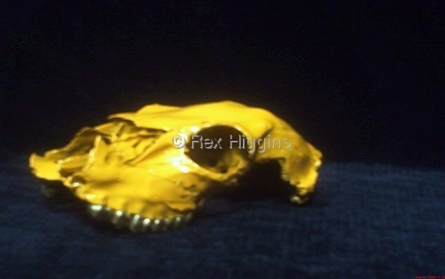 Sculpture-Figurative-Cranium Mania in Caterpillar Yellow