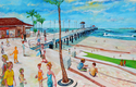 Painting--Oil-FigurativeNorthside Huntington Beach Pier, View to West Swell
