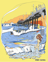 Drawing-Southside, Huntington Beach Pier in the Surf.