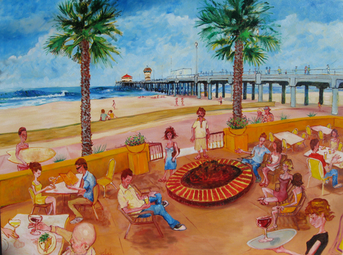 Painting-Seascape-Huntington Beach Pier, Southside View to the Water