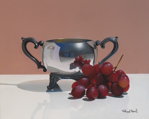 Silver Sugarbowl with Grapes