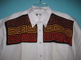 Man's Mola Shirt with Geometric Mola Cunas San Blas #908 Man's Mola Shirt with Geometric Mola Cunas San Blas (thumbnail)