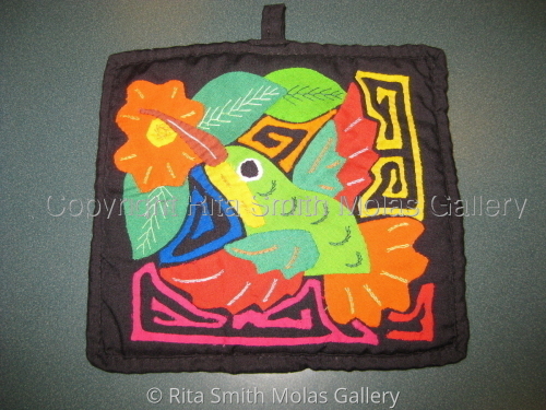 Mola Pot Holder Hummingbird Cunas San Blas Panama (large view)
