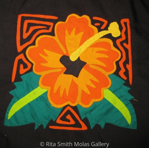 Flower%20Molita%20Mola%20Quilt%20Fabric%20Art%20Textiles%20Kunas%20San%20Blas%20Panama%20%23223 (large view)