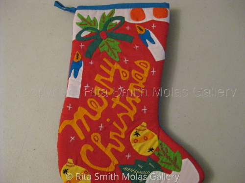 Mola%20Christmas%20Stocking%20San%20Blas%20Panama%20%23607 (large view)