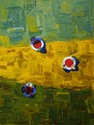Rita Winkler - Abstract Painting Rita Winkler, abstract, landscape, figurative, yellow, red - Abstract Painting