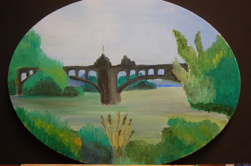 Painting-Impressionism-River bridge