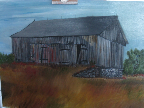 Painting-Expressionist-The old Rustic Barn