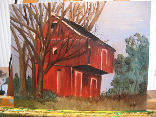 Painting-Plein Air-The Old Red Barn