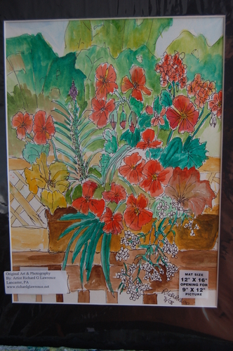 Painting-Impressionism-Deck flowers  