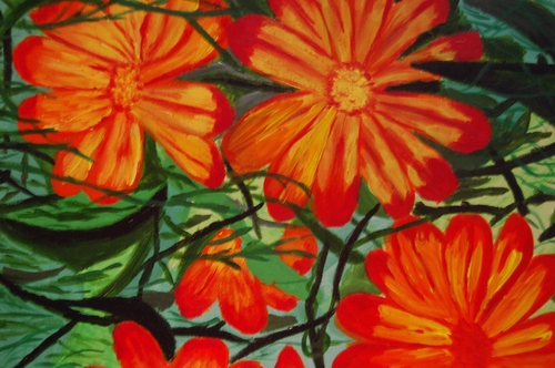 Painting-Floral-Orange Mums
