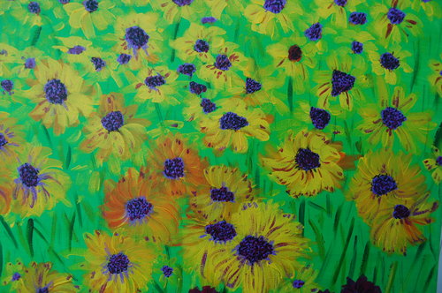 Painting-Floral-Field of Daisies