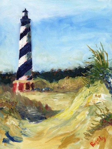 Painting-Plein Air-Hatteras Light After the Move