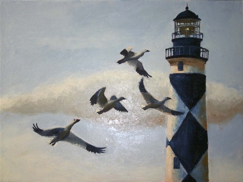 Painting-Seascape-Snow Geese at Cape Lookout