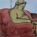 Print Making--Monoprint-FigurativeThe Red Chair, self portrait