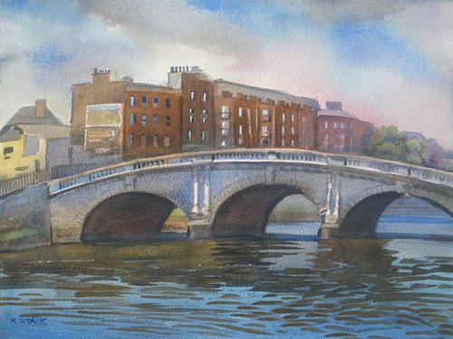 Painting-Cityscape-View on the Liffey - Father Mathew Bridge