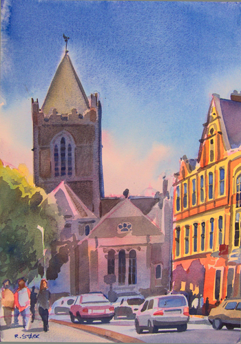 Painting-Cityscape-Christchurch Cathedral from Dame St. - Dublin