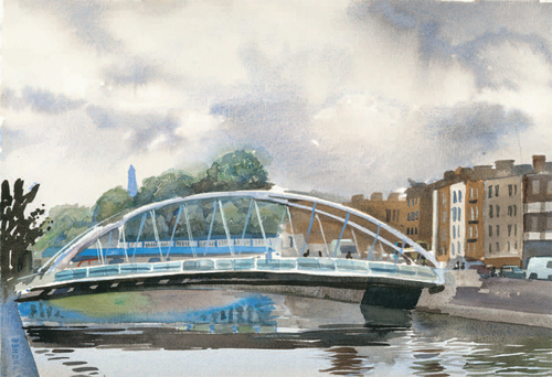 Painting-Cityscape-James Joyce Bridge
