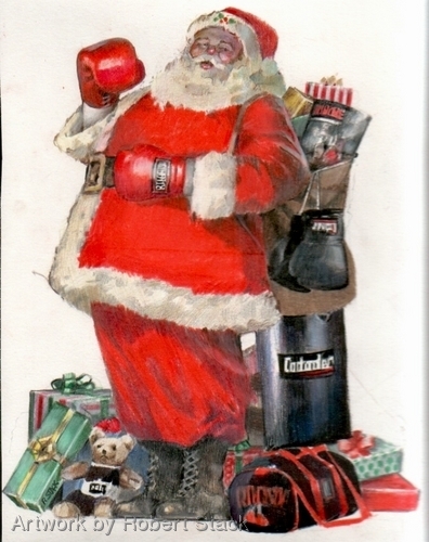 Illustration-Boxing Santa