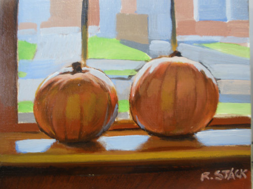 Painting-Still Life-2 Pumpkins