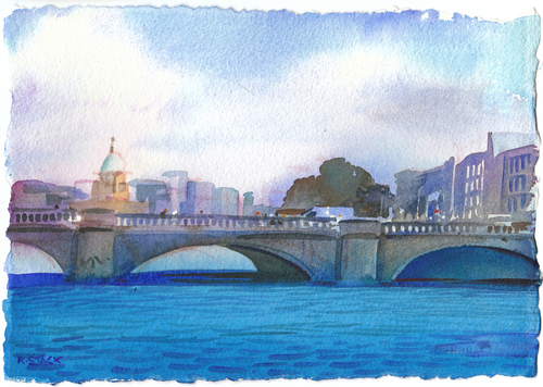 Painting-O'Connell St. Bridge in Shadow