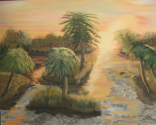 Palm Trees in Sun's Glow