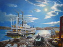 Painting--Oil-LandscapeCincinnati Moonlight Paddle Wheeler
