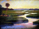 Painting--Oil-LandscapeMarshland Sunset