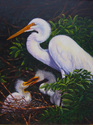 Painting--Oil-AnimalsMom and Baby Egrets
