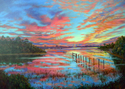 Painting--Oil-LandscapeFlood Tide Sunset, Jenkins Point