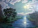 Painting--Oil-LandscapeMoon Light on the Marsh