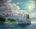 Painting--Oil-LandscapeMoonlit Shrimper