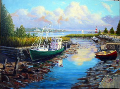 Painting-Seascape-Low Tide, Duxbury, Ma.