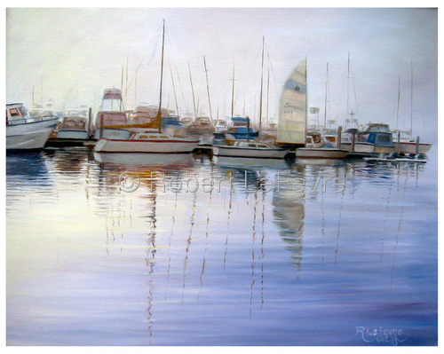 Painting-Landscape-San Diego Harbor in Morning Fog