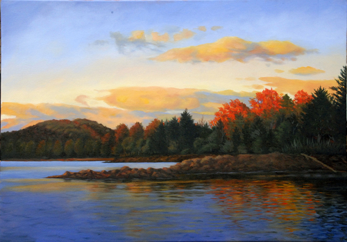 Painting-Landscape-Fall Glow: Lake Keowee
