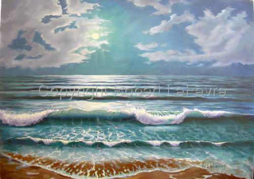 Painting-Landscape-Moonlight on the Ocen