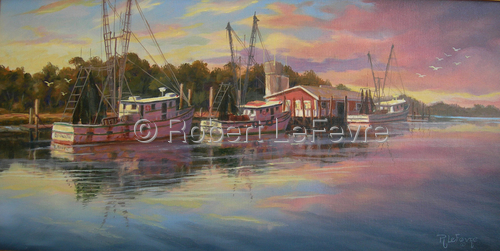 Painting-Realism-Evening Glow, Cherry Point