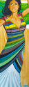 Angela Rodriguez - Figurative Painting Pablo Rodriguez, Colorful, wood, figurative, female, painting, 2d - Figurative Painting