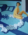 Nude Sitting in Blue Ground